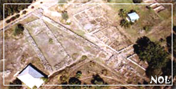 Veduta aerea del sito archeologico della zona Recanati, Giardini Naxos